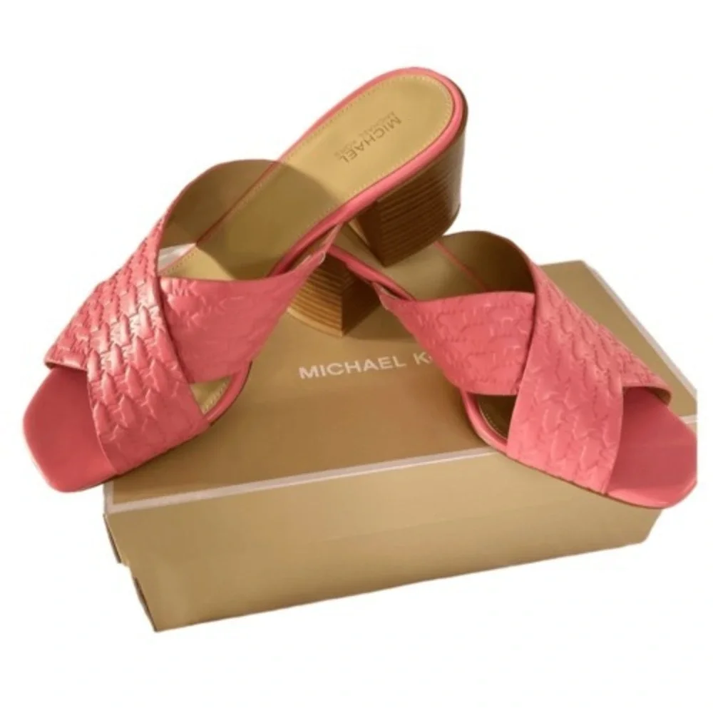 MICHAEL KORS Colleen Mule Sandal Embossed Faux Leather NEW IN‎ BOX, 9.5